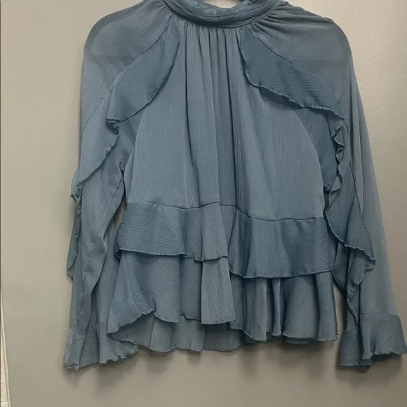 Zara Blue Layered Ruffle Blouse - Picture 2 of 2